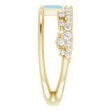 14K Gold Straight Baguette Natural London Blue Topaz & Natural Diamond Negative Space Ring – 4mm Stones - Yellow Gold - view 4