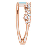 14K Gold Straight Baguette Natural London Blue Topaz & Natural Diamond Negative Space Ring – 4mm Stones - Rose Gold - view 4