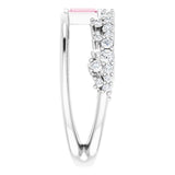 Platinum Straight Baguette Natural Pink Tourmaline & Natural Diamond Negative Space Ring - view 4