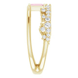 14K Gold Straight Baguette Natural Pink Tourmaline & Natural Diamond Negative Space Ring – 4x2mm - Yellow Gold - view 4