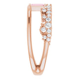 14K Gold Straight Baguette Natural Pink Tourmaline & Natural Diamond Negative Space Ring – 4x2mm - Rose Gold - view 4