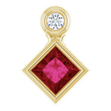 14K Gold Oval Natural Ruby Bezel-Set Necklace or Slide Pendant - Yellow Gold - view 4