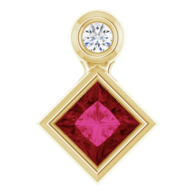 14K Gold Oval Natural Ruby Bezel-Set Necklace or Slide Pendant - Yellow Gold - view 4