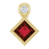 14K Gold Oval Natural Mozambique Garnet Bezel-Set Necklace or Slide Pendant - Yellow Gold - view 4