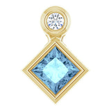 14K Gold Oval Natural Aquamarine Bezel-Set Necklace or Slide Pendant - Yellow Gold - view 4