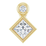 14K Gold Oval Natural White Sapphire Bezel-Set Necklace or Slide Pendant - Yellow Gold - view 4