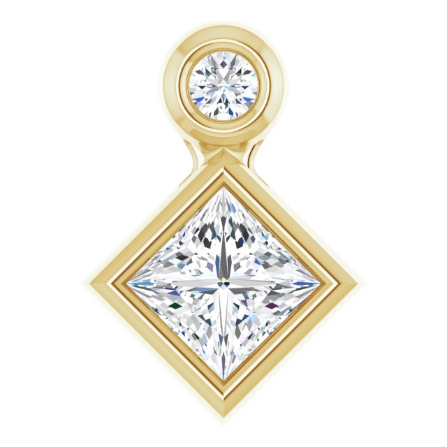 14K Gold Oval Natural White Sapphire Bezel-Set Necklace or Slide Pendant - Yellow Gold - view 4