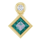 14K Gold Oval Lab-Grown Alexandrite Bezel-Set Necklace or Slide Pendant - Yellow Gold - view 4