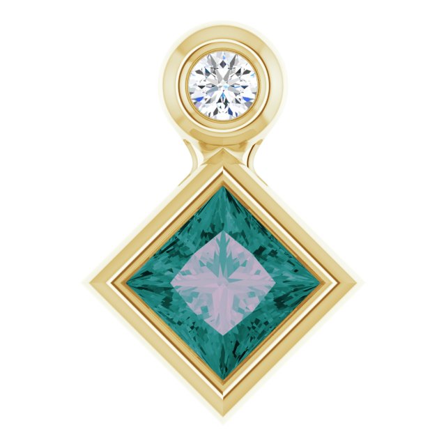 14K Gold Oval Lab-Grown Alexandrite Bezel-Set Necklace or Slide Pendant - Yellow Gold - view 4