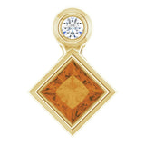 14K Gold Oval Natural Citrine Bezel-Set Necklace or Slide Pendant - Yellow Gold - view 4