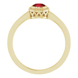 14K Gold Natural Garnet Milgrain Bezel-Set Solitaire Birthstone Ring - Yellow Gold - view 2