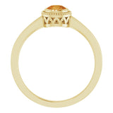 14K Gold Natural Citrine Milgrain Bezel-Set Solitaire Birthstone Ring - view 2