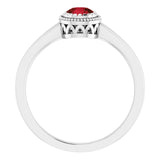 14K Gold Natural Garnet Milgrain Bezel-Set Solitaire Birthstone Ring - White Gold - view 2