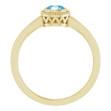 14K Gold Natural Swiss Blue Topaz Milgrain Bezel-Set Solitaire Birthstone Ring - Yellow Gold - view 2