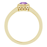 14K Gold Natural Amethyst Milgrain Bezel-Set Solitaire Birthstone Ring - Yellow Gold - view 2
