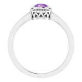 14K Gold Natural Amethyst Milgrain Bezel-Set Solitaire Birthstone Ring - White Gold - view 2