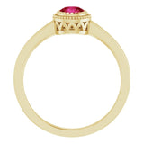 14K Gold Natural Ruby Milgrain Bezel-Set Solitaire Birthstone Ring - view 2