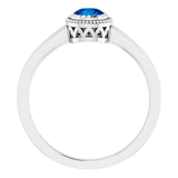 14K Gold Natural Blue Sapphire Milgrain Bezel-Set Solitaire Birthstone Ring - White Gold - view 2