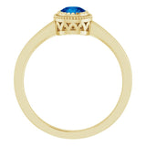 14K Gold Natural Blue Sapphire Milgrain Bezel-Set Solitaire Birthstone Ring - Yellow Gold - view 2