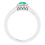 14K Gold Natural Emerald Milgrain Bezel-Set Solitaire Birthstone Ring - White Gold - view 2