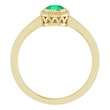 14K Gold Natural Emerald Milgrain Bezel-Set Solitaire Birthstone Ring - Yellow Gold - view 2