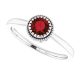 14K Gold Natural Garnet Milgrain Bezel-Set Solitaire Birthstone Ring - White Gold - view 5