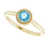 14K Gold Natural Swiss Blue Topaz Milgrain Bezel-Set Solitaire Birthstone Ring - Yellow Gold - view 5