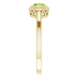 14K Gold Natural Peridot Milgrain Bezel-Set Solitaire Birthstone Ring - view 4