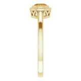 14K Gold Natural Citrine Milgrain Bezel-Set Solitaire Birthstone Ring - view 4