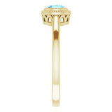 14K Gold Natural Aquamarine Milgrain Bezel-Set Solitaire Birthstone Ring - Yellow Gold - view 4