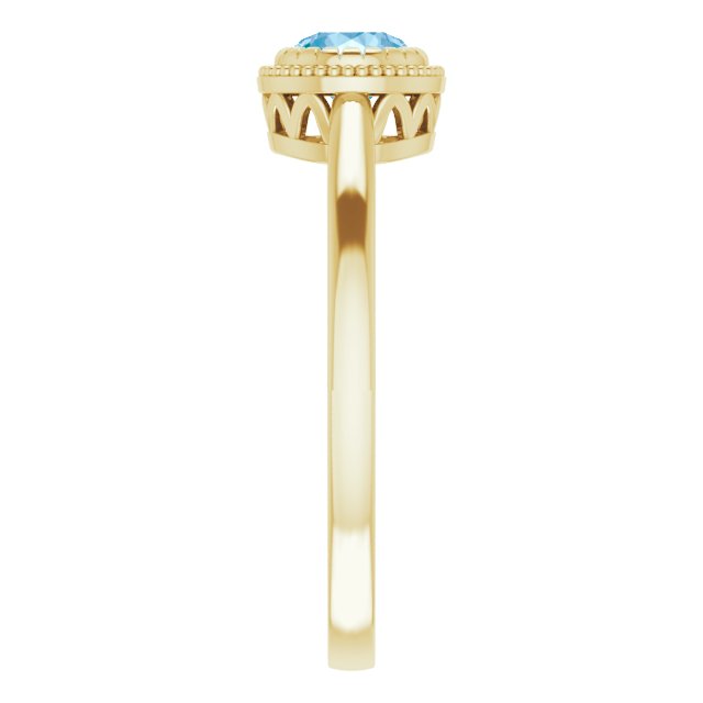 14K Gold Natural Swiss Blue Topaz Milgrain Bezel-Set Solitaire Birthstone Ring - Yellow Gold - view 4