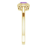 14K Gold Natural Amethyst Milgrain Bezel-Set Solitaire Birthstone Ring - Yellow Gold - view 4
