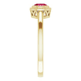 14K Gold Natural Ruby Milgrain Bezel-Set Solitaire Birthstone Ring - view 4
