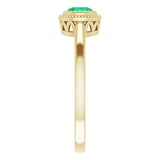 14K Gold Natural Emerald Milgrain Bezel-Set Solitaire Birthstone Ring - Yellow Gold - view 4