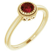 14K Gold Natural Garnet Milgrain Bezel-Set Solitaire Birthstone Ring - Yellow Gold