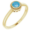 14K Gold Natural Swiss Blue Topaz Milgrain Bezel-Set Solitaire Birthstone Ring - Yellow Gold
