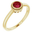 14K Gold Natural Ruby Milgrain Bezel-Set Solitaire Birthstone Ring