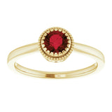 14K Gold Natural Garnet Milgrain Bezel-Set Solitaire Birthstone Ring - Yellow Gold - view 3