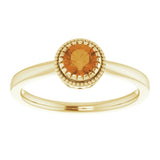 14K Gold Natural Citrine Milgrain Bezel-Set Solitaire Birthstone Ring - view 3