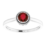 14K Gold Natural Garnet Milgrain Bezel-Set Solitaire Birthstone Ring - White Gold - view 3