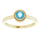 14K Gold Natural Swiss Blue Topaz Milgrain Bezel-Set Solitaire Birthstone Ring - Yellow Gold - view 3