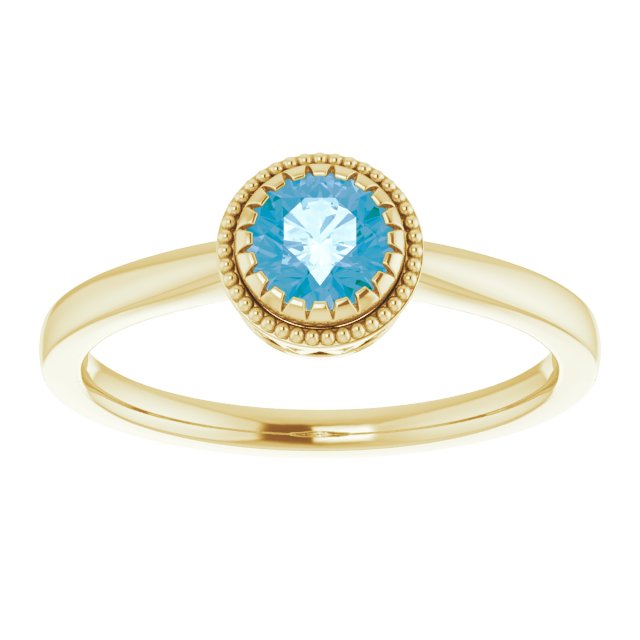 14K Gold Natural Swiss Blue Topaz Milgrain Bezel-Set Solitaire Birthstone Ring - Yellow Gold - view 3