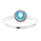 14K Gold Natural Swiss Blue Topaz Milgrain Bezel-Set Solitaire Birthstone Ring - White Gold - view 3