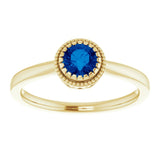 14K Gold Natural Blue Sapphire Milgrain Bezel-Set Solitaire Birthstone Ring - Yellow Gold - view 3