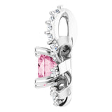 Platinum Round Natural Pink Tourmaline & Natural Diamond Halo-Style Necklace or Pendant – 0.07 CTW - view 3