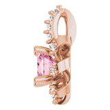 14K Gold Round Natural Pink Tourmaline & Natural Diamond Halo-Style Necklace or Pendant – 0.07 CTW - Rose Gold - view 3