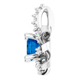 Platinum Round Lab-Grown Blue Sapphire & Natural Diamond Halo-Style Necklace or Pendant – 0.07 CTW - view 3