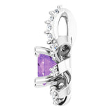 14K Gold Round Natural Amethyst & Natural Diamond Halo-Style Necklace or Pendant – 0.07 CTW - White Gold - view 3