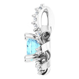 Platinum Round Natural Aquamarine & Natural Diamond Halo-Style Necklace or Pendant - view 3