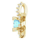 14K Gold Round Natural Aquamarine & Natural Diamond Halo-Style Necklace or Pendant - Yellow Gold - view 3